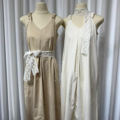 蕾丝围巾绑带无袖连衣裙 Lace Scarf Tie Sleeveless Dress