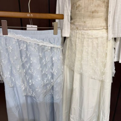 蕾丝刺绣网纱长裙 Lace Embroidered Mesh Maxi Skirt
