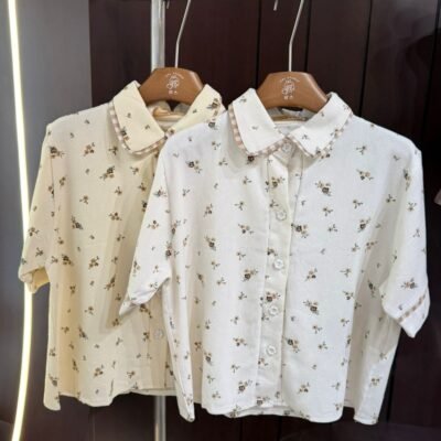 Floral Collar Short Sleeve Blouse 碎花翻领短袖衬衫