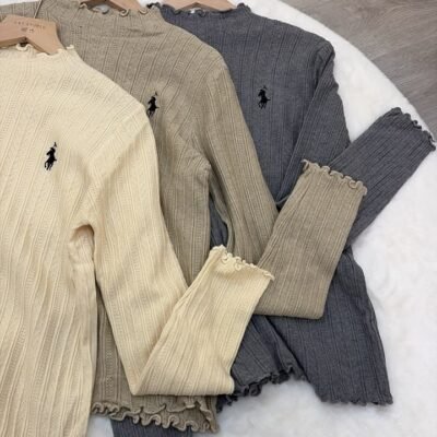 Ruffle Trim Long Sleeve Top - 木耳边长袖上衣