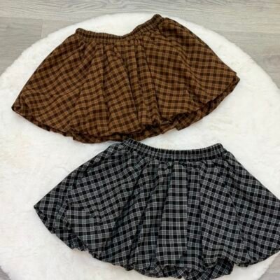 Plaid Bubble Skirt -格子花苞裙