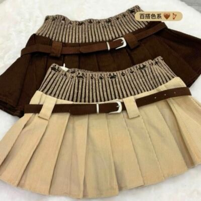 Denim Pleated Skort - 牛仔百褶裤裙