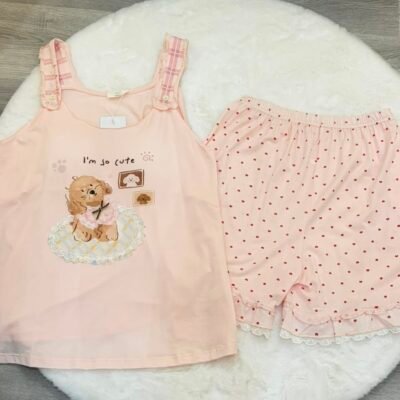 Peach Puppy Camisole Lounge Set - 奶桃小狗吊带居家服套装