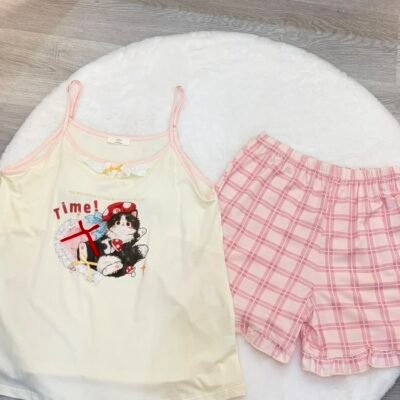 Cream Cat Lounge Set - 奶油猫咪居家服套装
