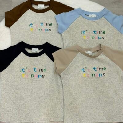 Color Block Cropped Tee - 少女感拼色短T