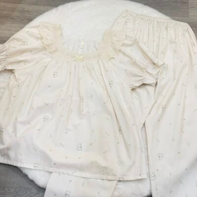 Cloud Cream Short Sleeve Long Pants Lounge Set - 云朵奶霜短袖长裤