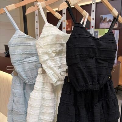 Korean Cami Top & Midi Skirt Set - 韩系吊带背心+半身裙