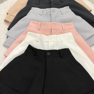 Slim Fit Button Skort - 显瘦带纽扣西装裤裙